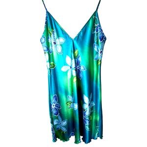 Vtg NEW Jaclyn Smith Nightie Women's M Turquoise Floral  Classic Cottage NWT